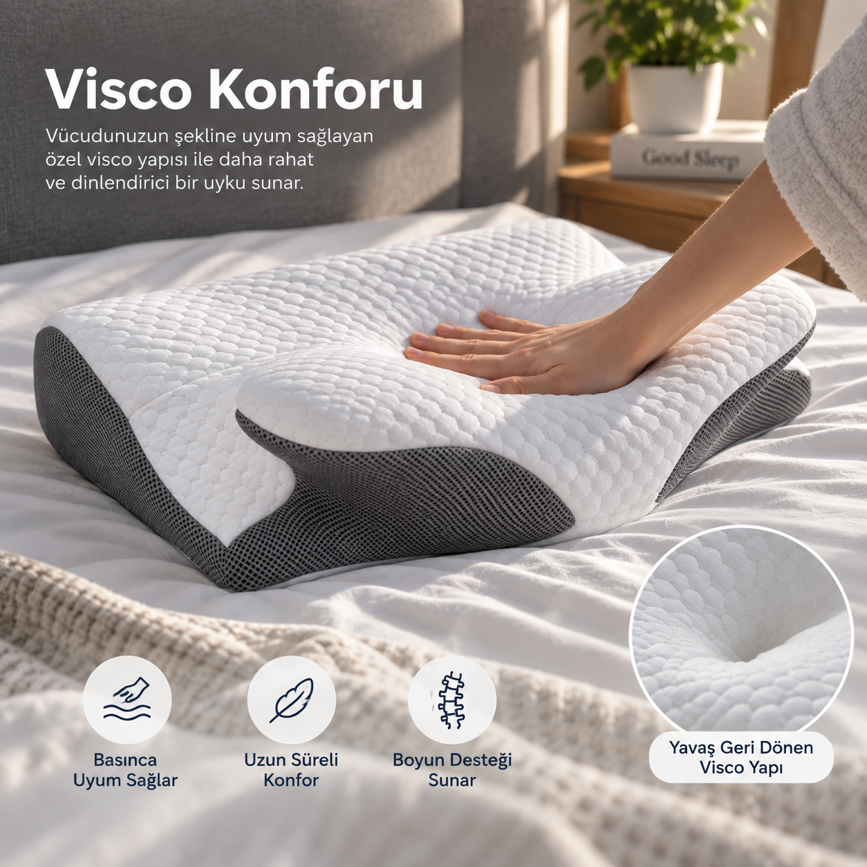 VİSORA® Ergonomic Visco Neck Support Pillow